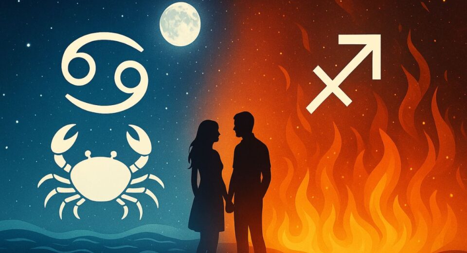 Cancer and Sagittarius compatibility – water and fire zodiac signs facing each other