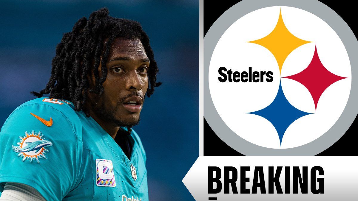 Jalen Ramsey in Dolphins jersey with Steelers logo after trade news