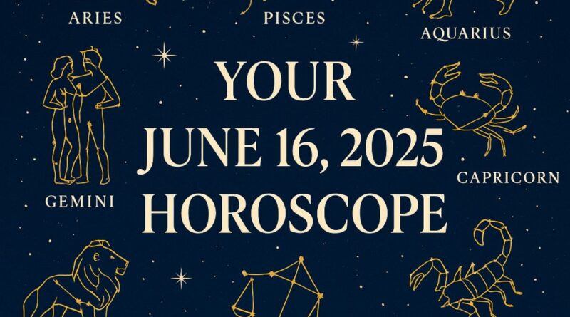 Illustration of zodiac signs in night sky for June 16 horoscope article