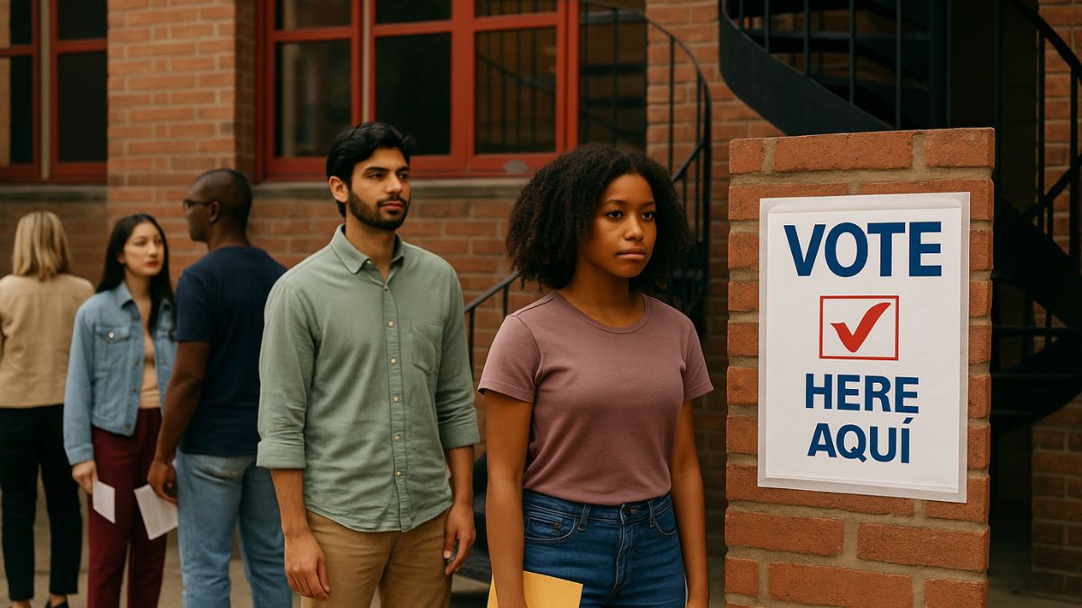 Voters lining up at a polling station in NYC for the 2025 mayoral primary