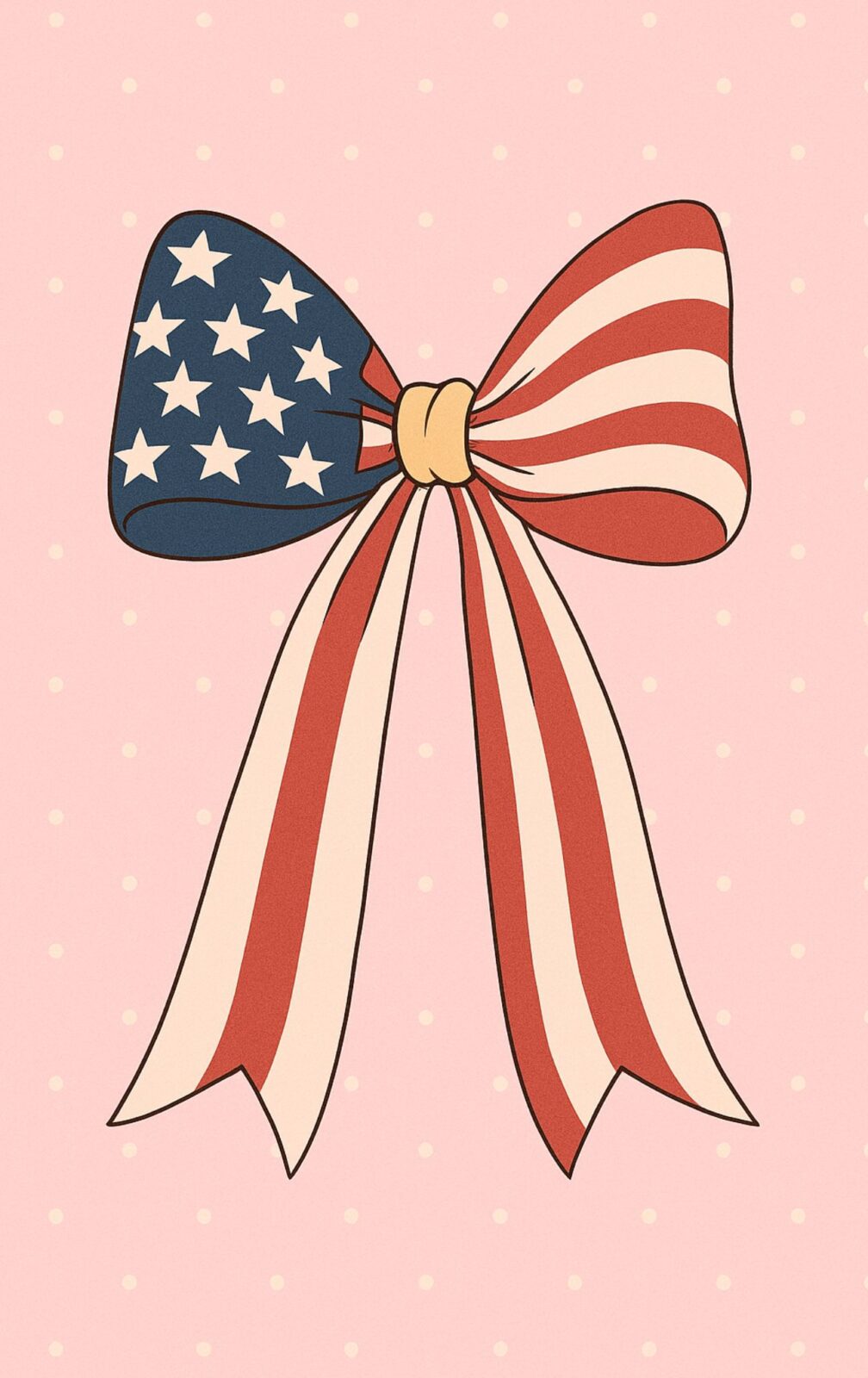 Pink iPhone wallpaper with American flag bow in coquette aesthetic