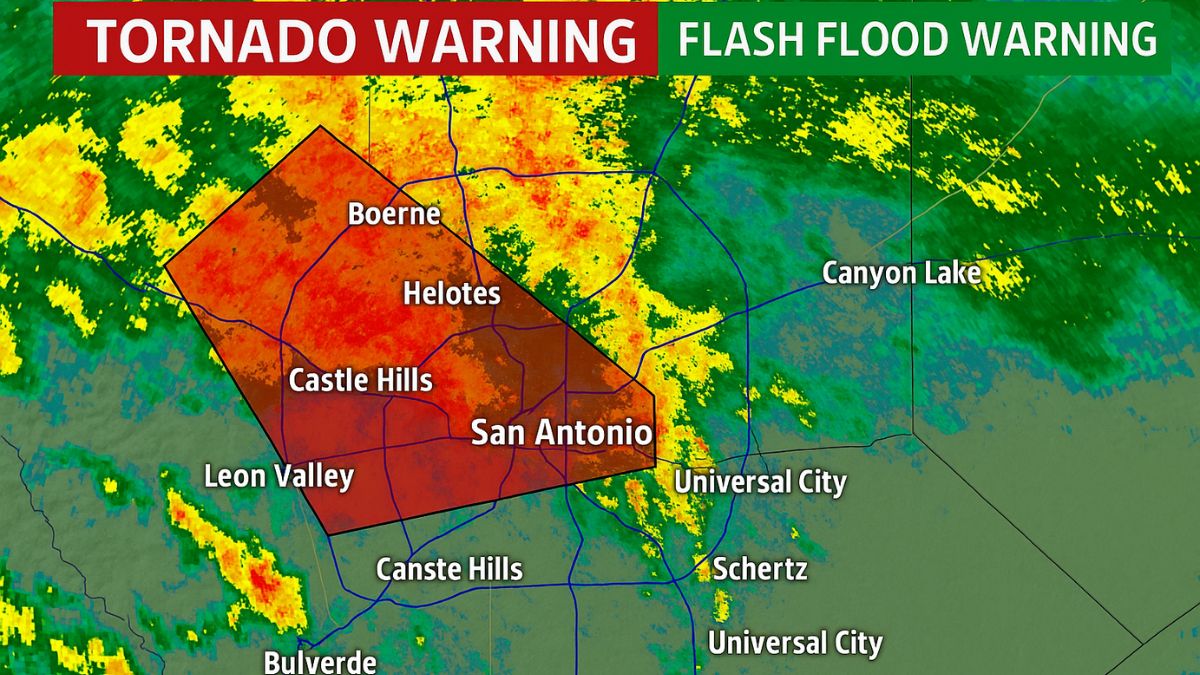San Antonio weather radar showing storm and flood zones