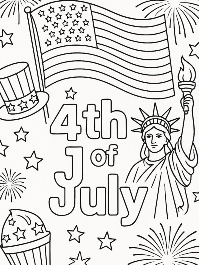 Printable 4th of July Coloring Pages – Flags, Fireworks & More