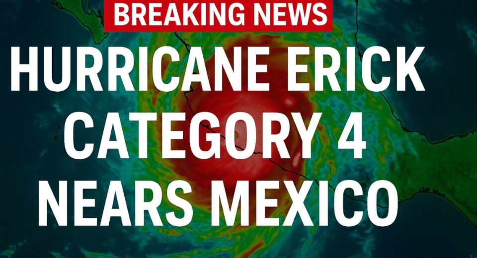 Satellite image of Hurricane Erick with Category 4 alert near Mexico
