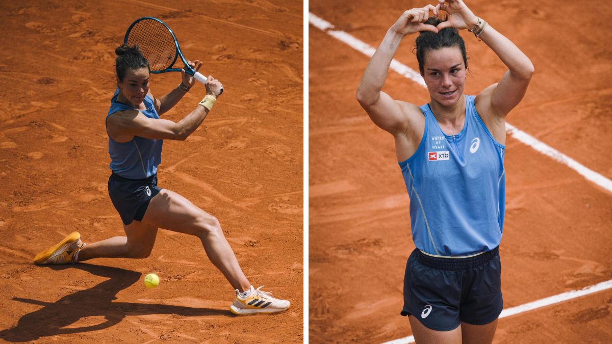 Loïs Boisson celebrates after her quarterfinal victory at the 2025 French Open