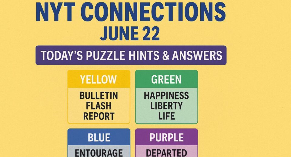 Hints and answers for NYT Connections puzzle on June 22, 2025