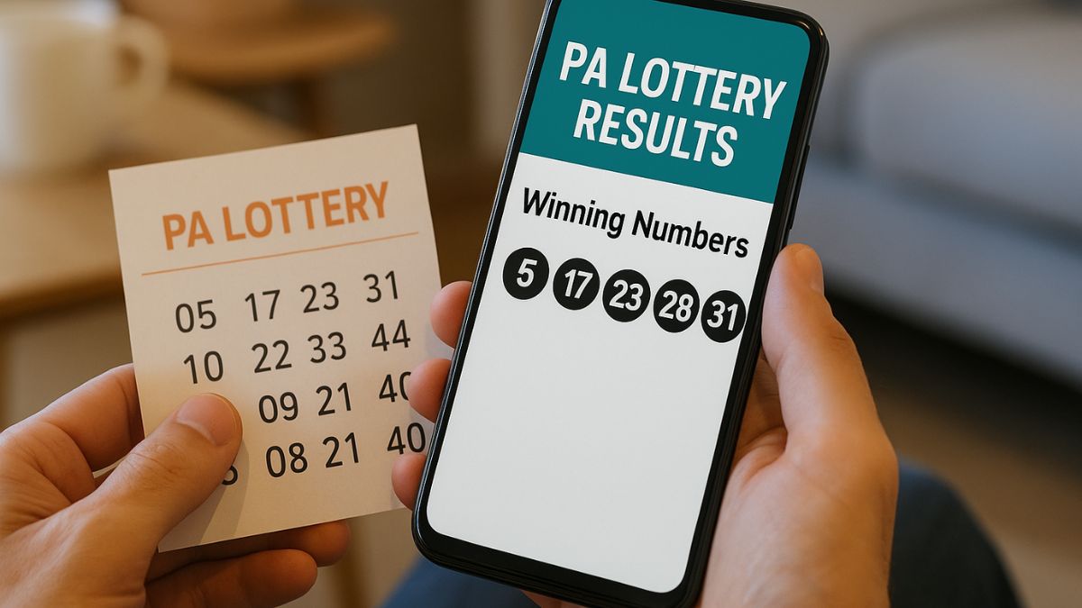 June 22, 2025 PA Lottery Results Pennsylvania Lottery ticket with winning numbers and smartphone