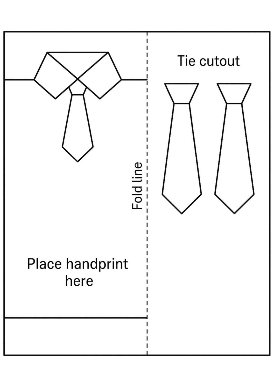 Printable foldable Father’s Day card with shirt collar design and tie cutouts