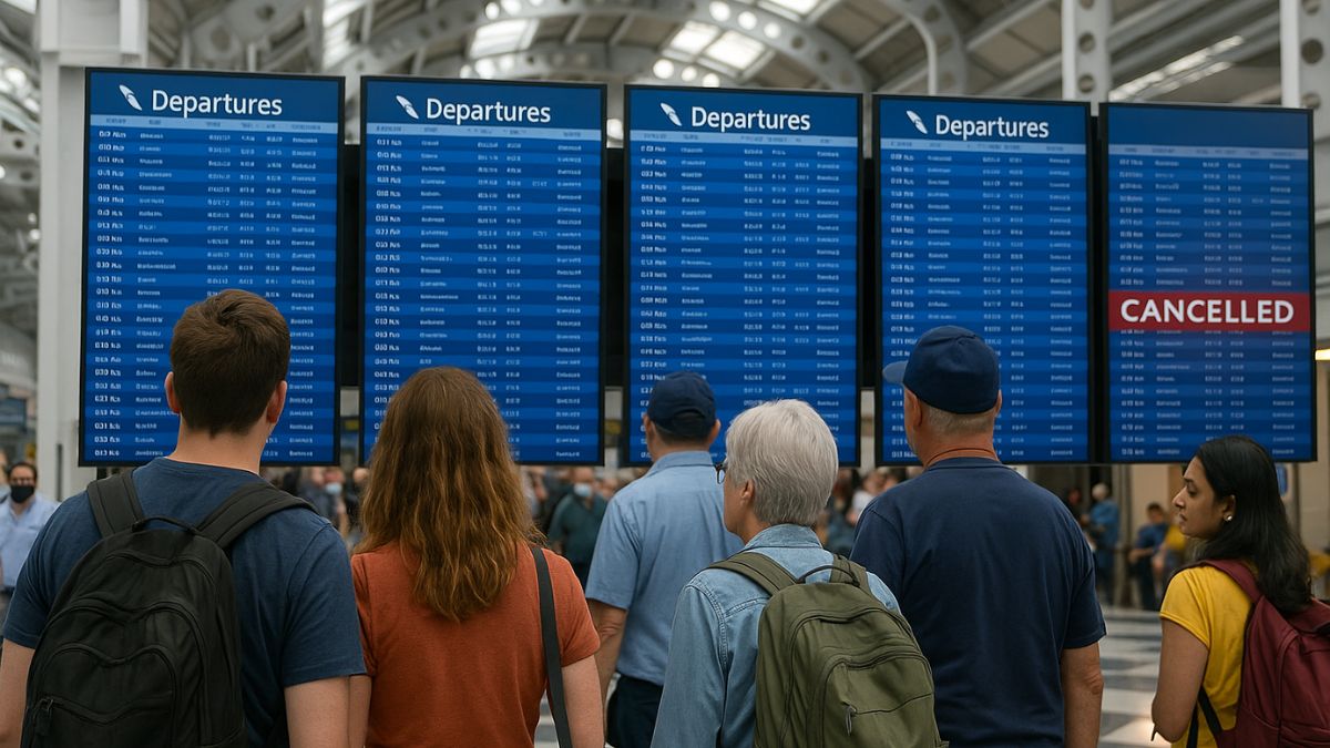 Passengers at Chicago O’Hare check for delays as American Airlines flights are canceled