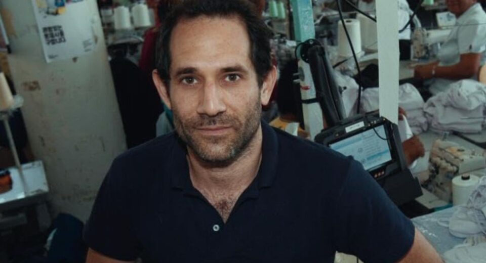 Dov Charney at a garment factory in Los Angeles
