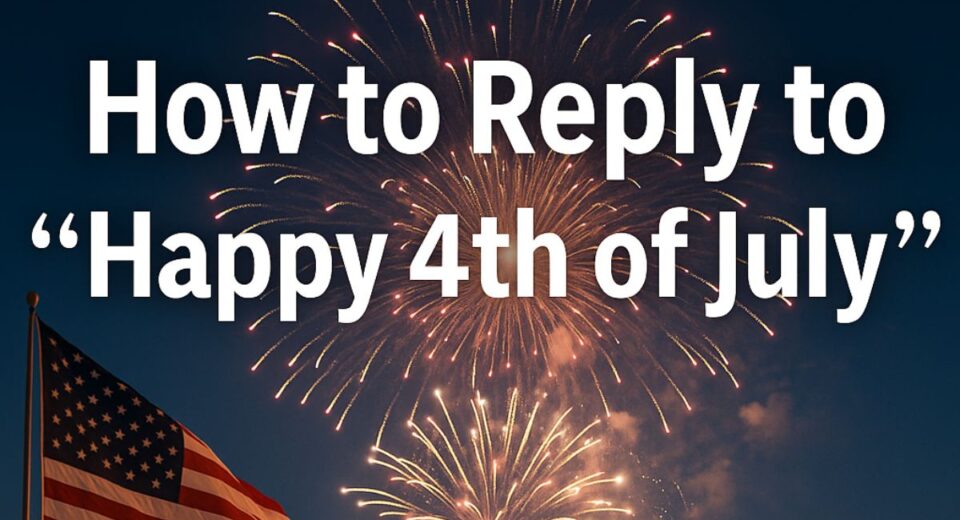 Fireworks celebration with American flag and people smiling