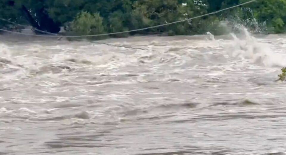 Floodwaters surge across Lampasas County, Texas after heavy rain