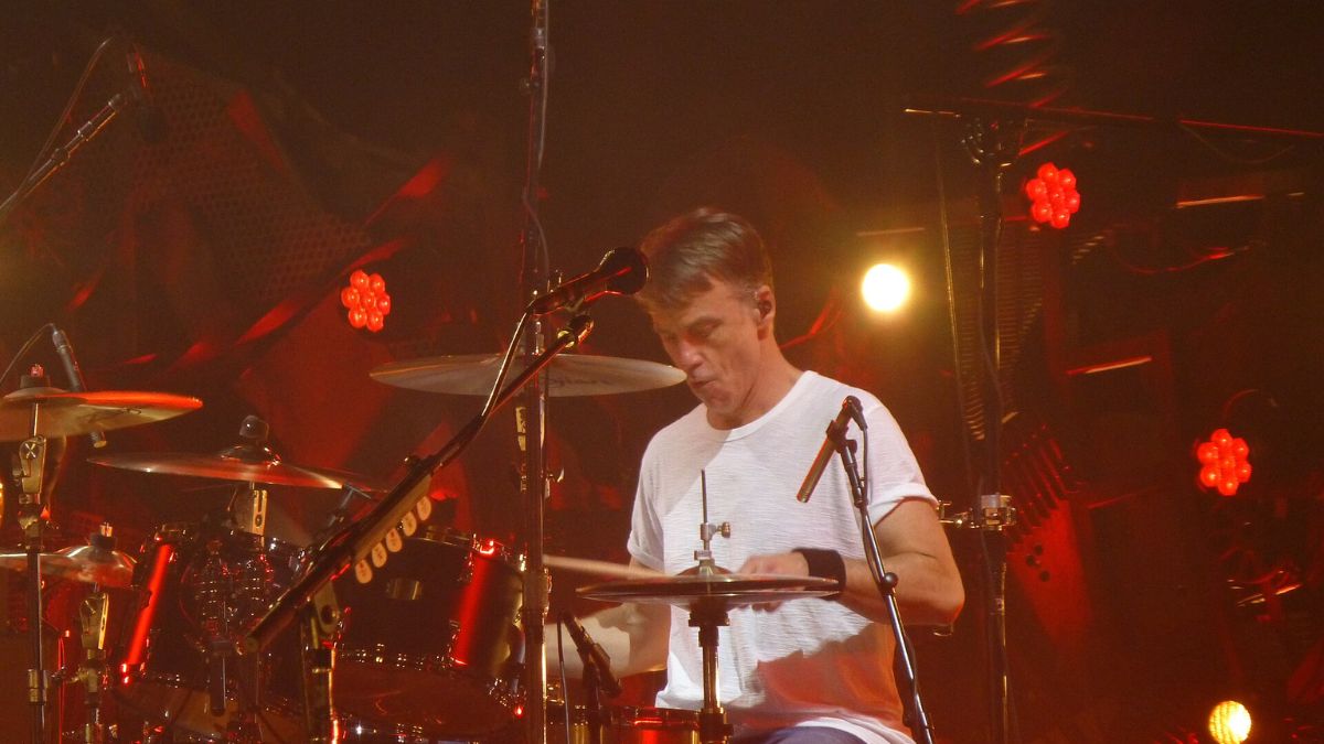 Matt Cameron performing live on drums during a Pearl Jam concert in 2025.