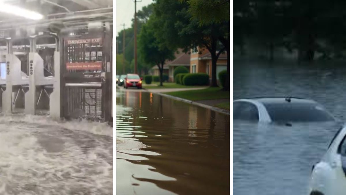 NYC subway flooding, New Jersey streets submerged, and cars trapped in rising floodwaters