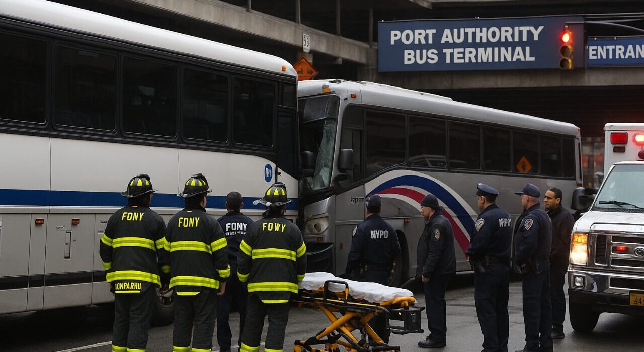 Two buses crash near Port Authority Terminal during NYC rush hour