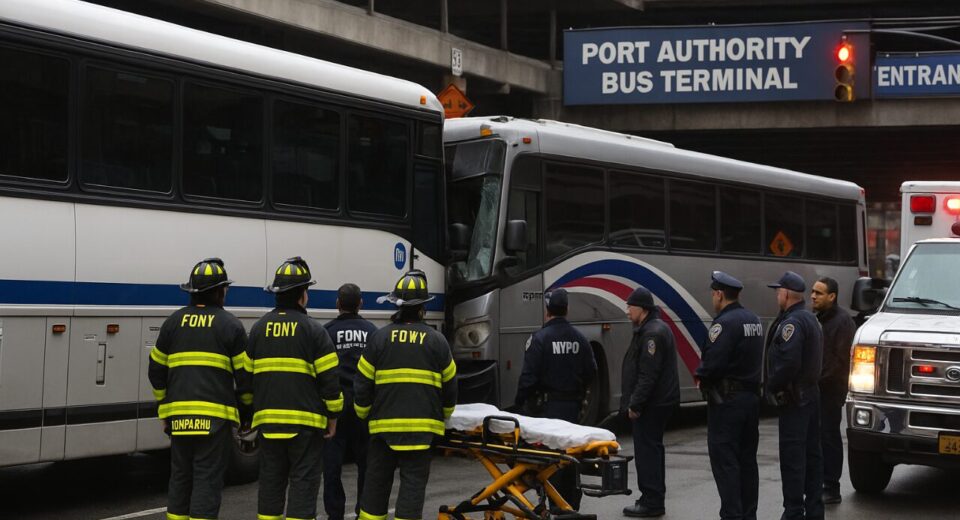 Two buses crash near Port Authority Terminal during NYC rush hour