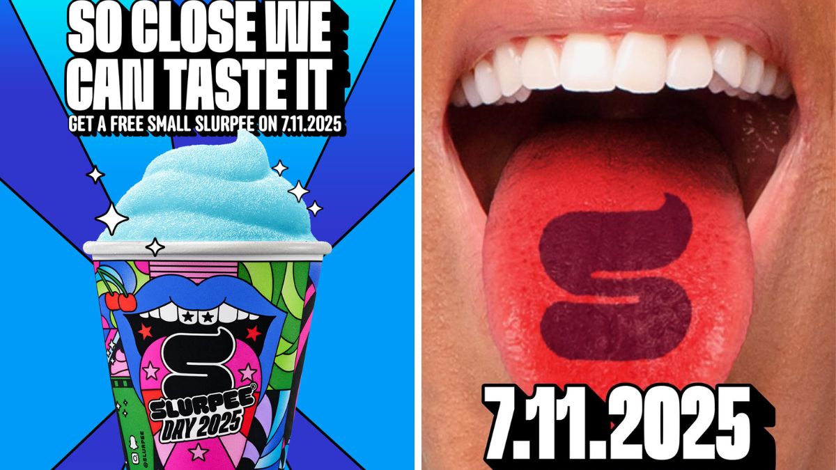 Free Slurpee Day 2025 promotion with Slurpee cup and tongue tattoo