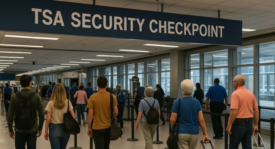 Passengers keeping their shoes on while passing through TSA security