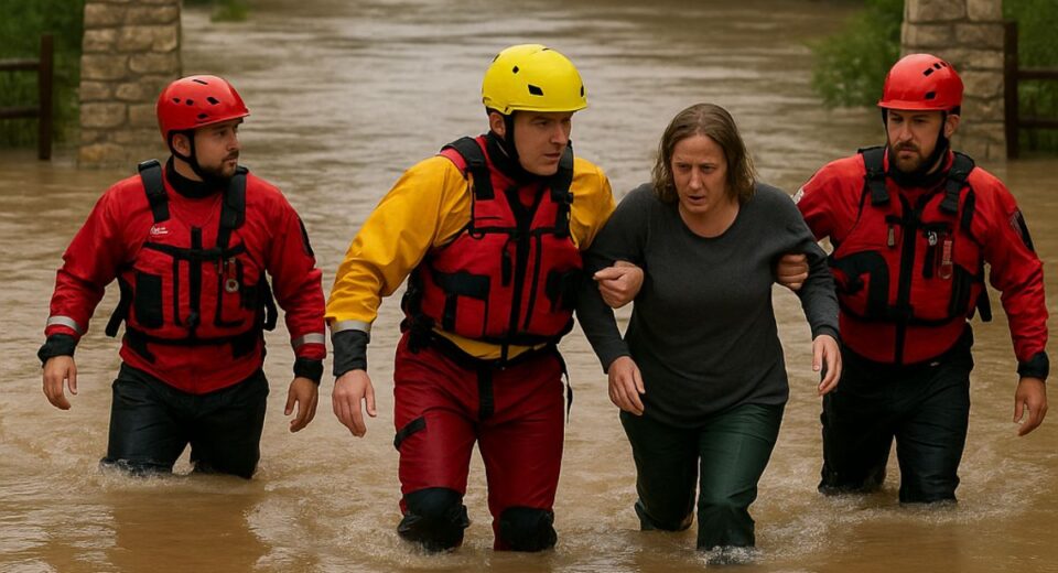 Rescue crews at flood-ravaged Camp Mystic in Kerr County, Texas