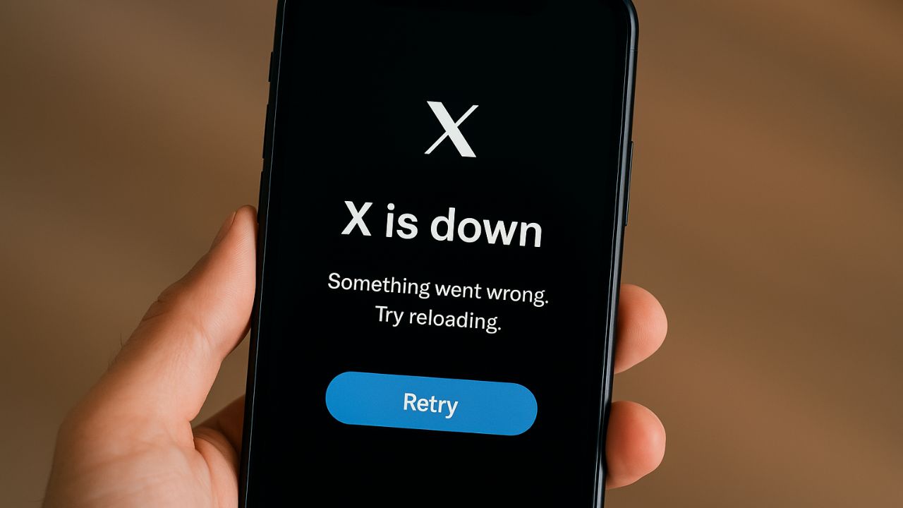 Mobile user facing a blank screen on the X app during the July 2, 2025 outage