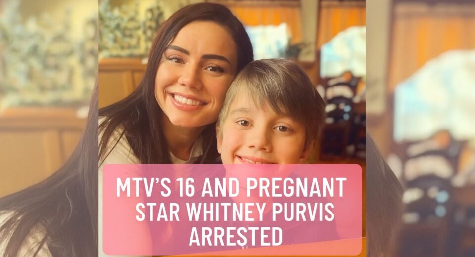 Whitney Purvis smiling with her teenage son, overlaid with arrest news