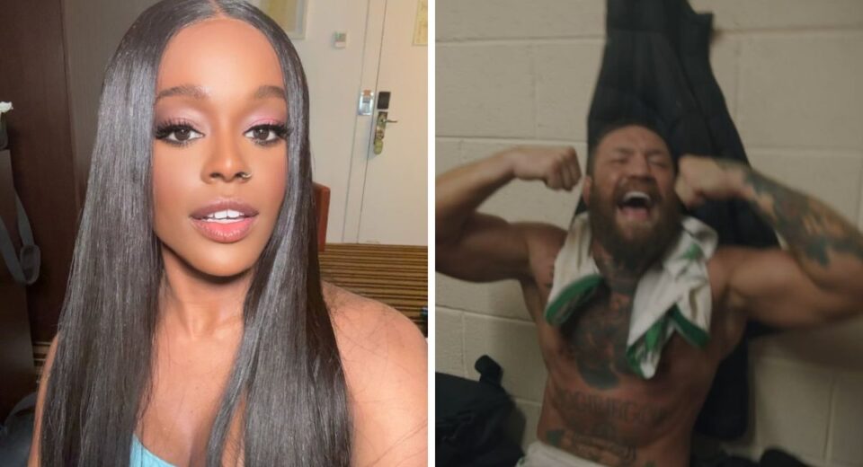 Azealia Banks and Conor McGregor in split-screen image