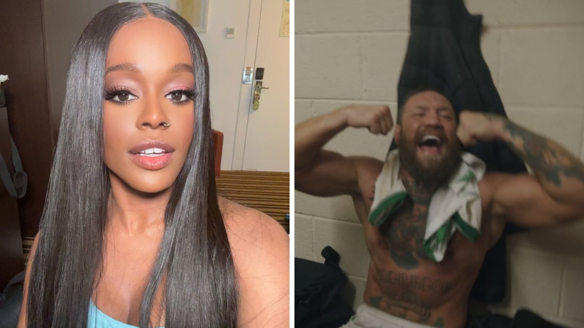 Azealia Banks and Conor McGregor in split-screen image