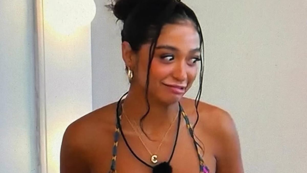 Cierra Ortega reacts inside the Love Island USA villa before her exit