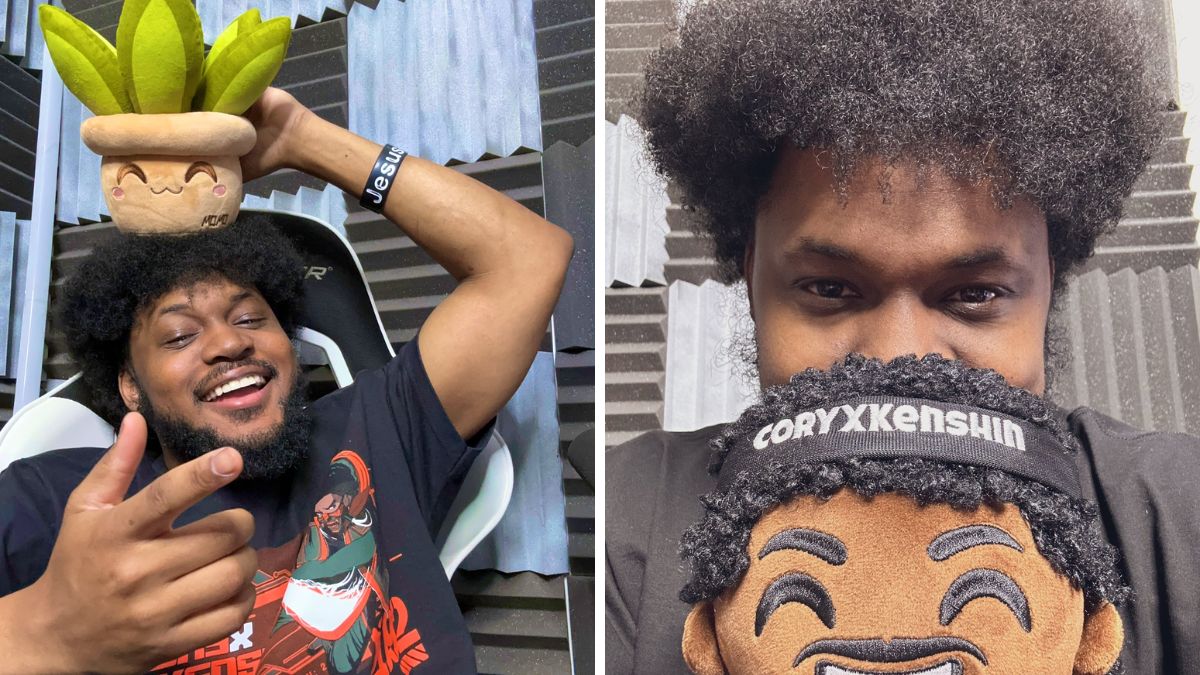 CoryxKenshin smiling and posing with plush toys, amid controversy over viral TikTok allegations