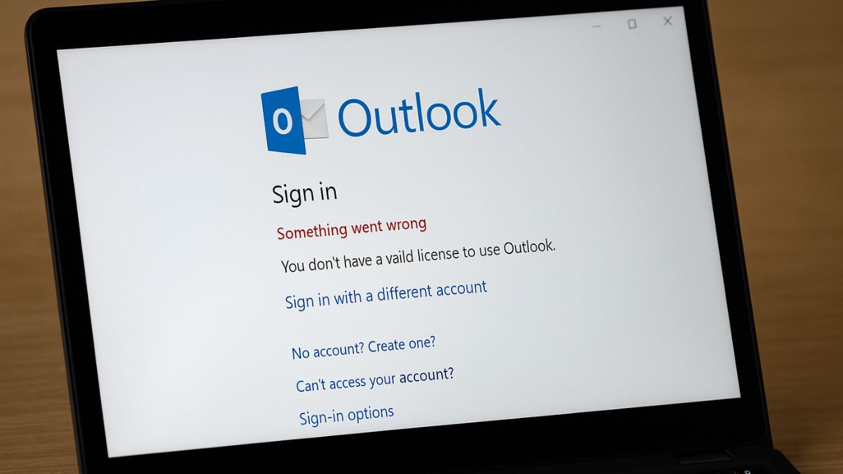 Microsoft Outlook login error screen on a user’s device